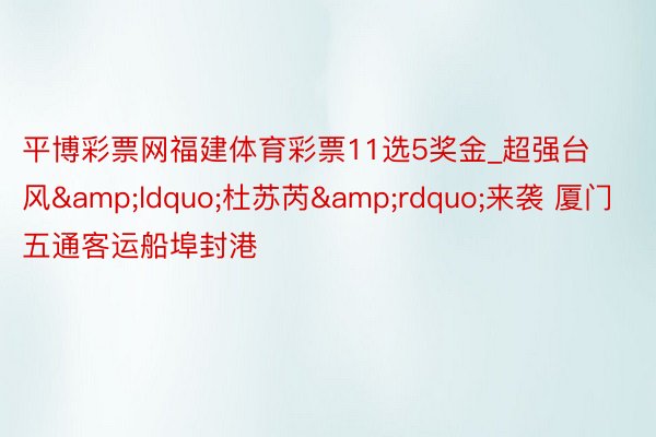 平博彩票网福建体育彩票11选5奖金_超强台风&ldquo;杜苏芮&rdquo;来袭 厦门五通客运船埠封港