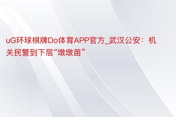 uG环球棋牌Do体育APP官方_武汉公安：机关民警到下层“墩墩苗”