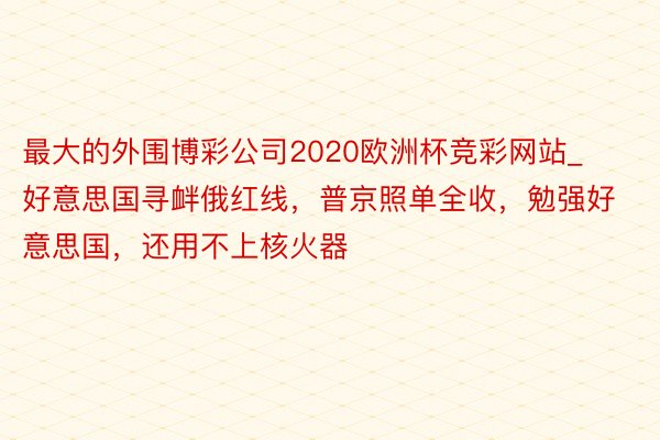 最大的外围博彩公司2020欧洲杯竞彩网站_好意思国寻衅俄红线，普京照单全收，勉强好意思国，还用不上核火器